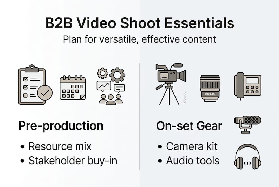 Infographic outlining B2B video shoot fundamentals