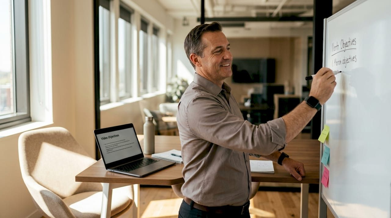 Executive writes video goals on board