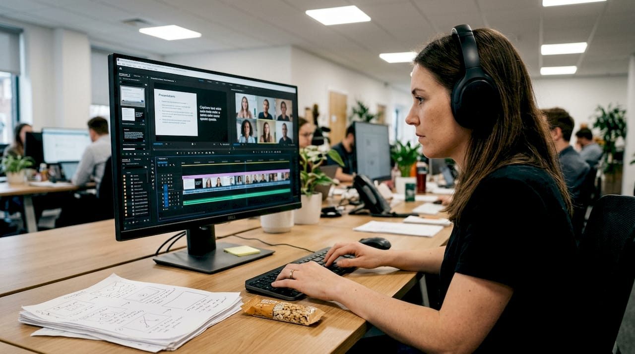 Female editor adds visual variety to video