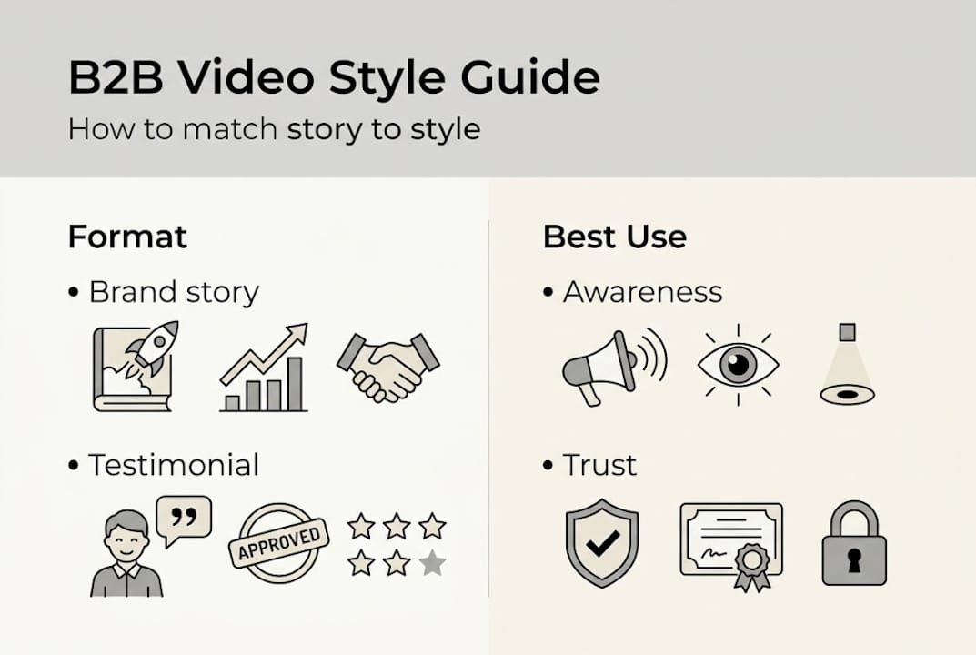 Infographic showing B2B video style selection process