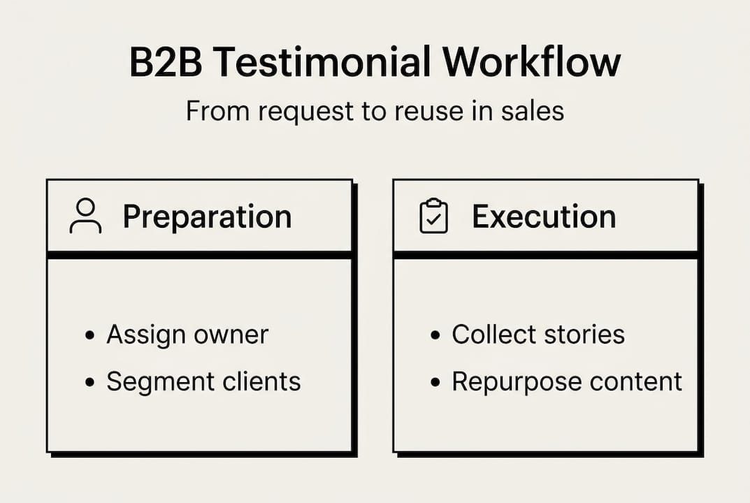 Infographic showing B2B testimonial workflow steps