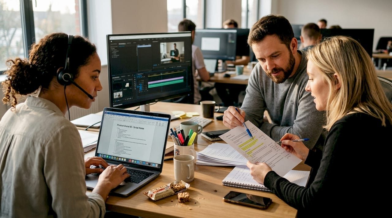 Team scripting B2B explainer video together
