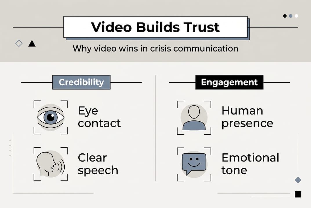 Infographic showing video trust factors in crisis response