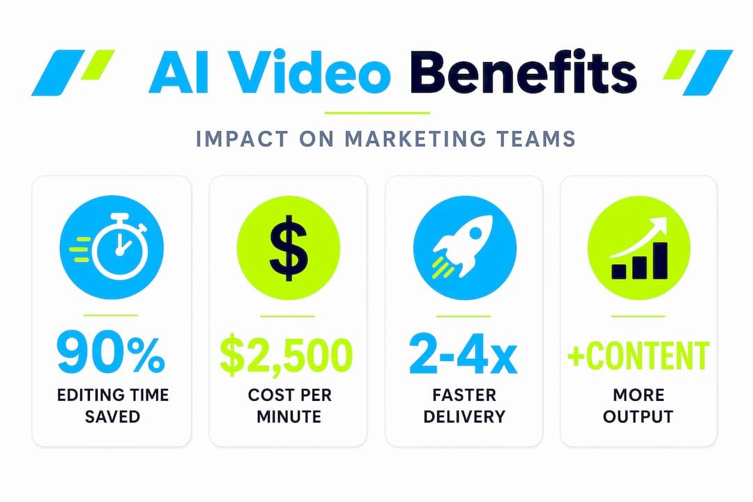 Infographic showing AI video stats for marketing teams