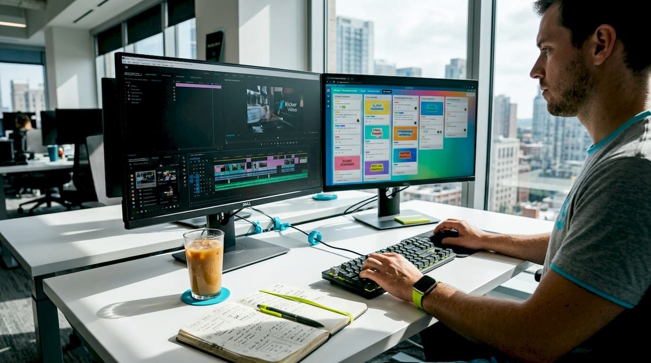 Video production workstation with editing software