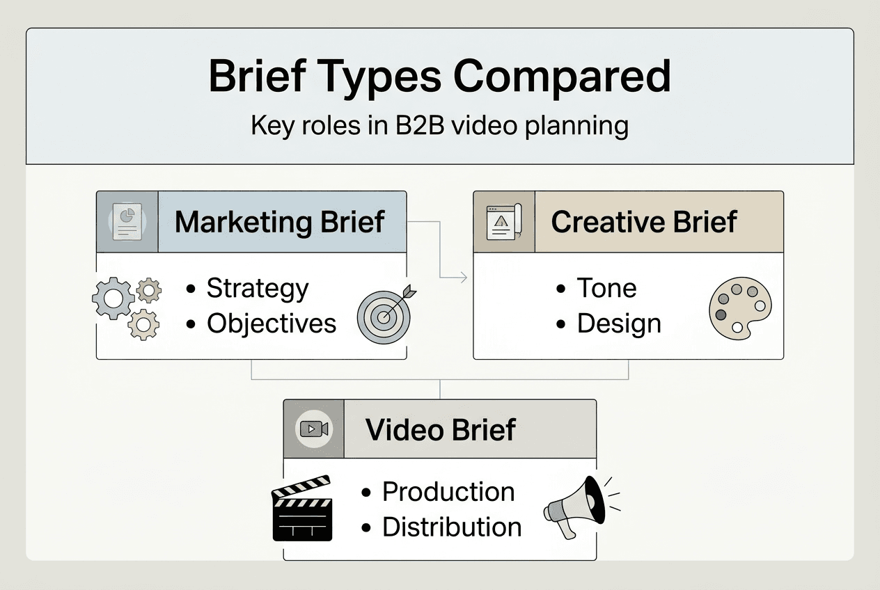 Infographic comparing marketing, creative, and video briefs