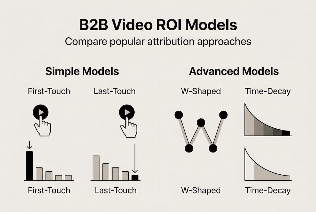 Infographic comparing B2B video attribution models