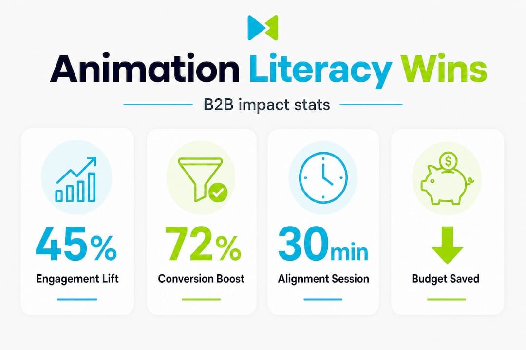 Infographic with B2B animation literacy impact statistics